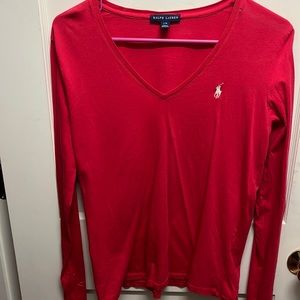 Pink polo long sleeve tee